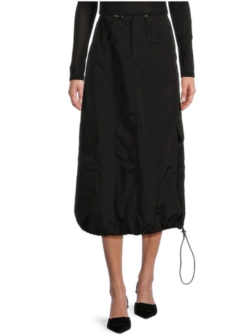 NWT Gianni Bini Leona High Rise Drawstring Tie Cargo Parachute Maxi Skirt Size 0